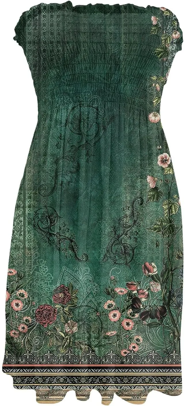 Women's 2025 Summer Tube Dresses Sexy Off Shoulder Floral Mini Dress Beach Vacation Outfit Dress Fashion