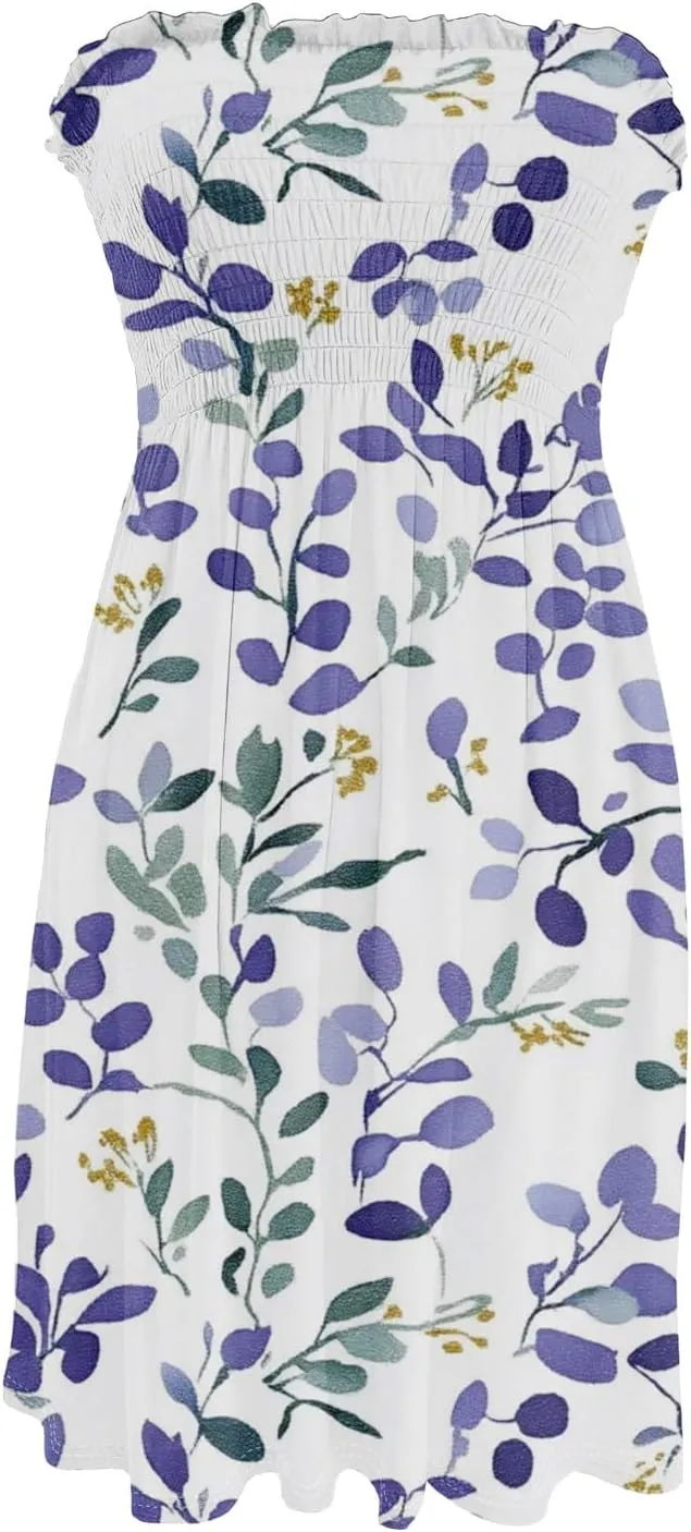 Women's 2025 Summer Tube Dresses Sexy Off Shoulder Floral Mini Dress Beach Vacation Outfit Dress Fashion