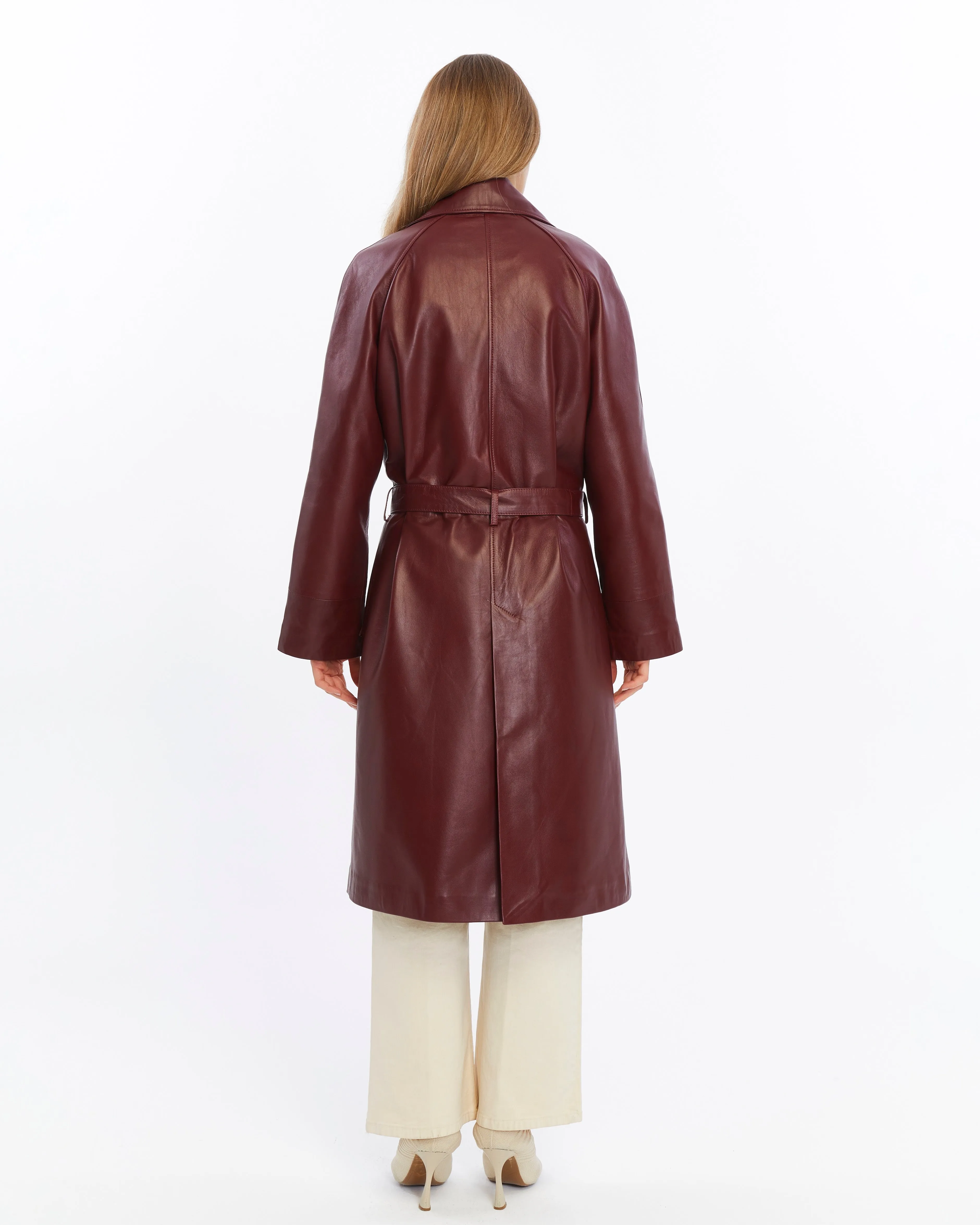 Women's Genuine Leather Trench Coat