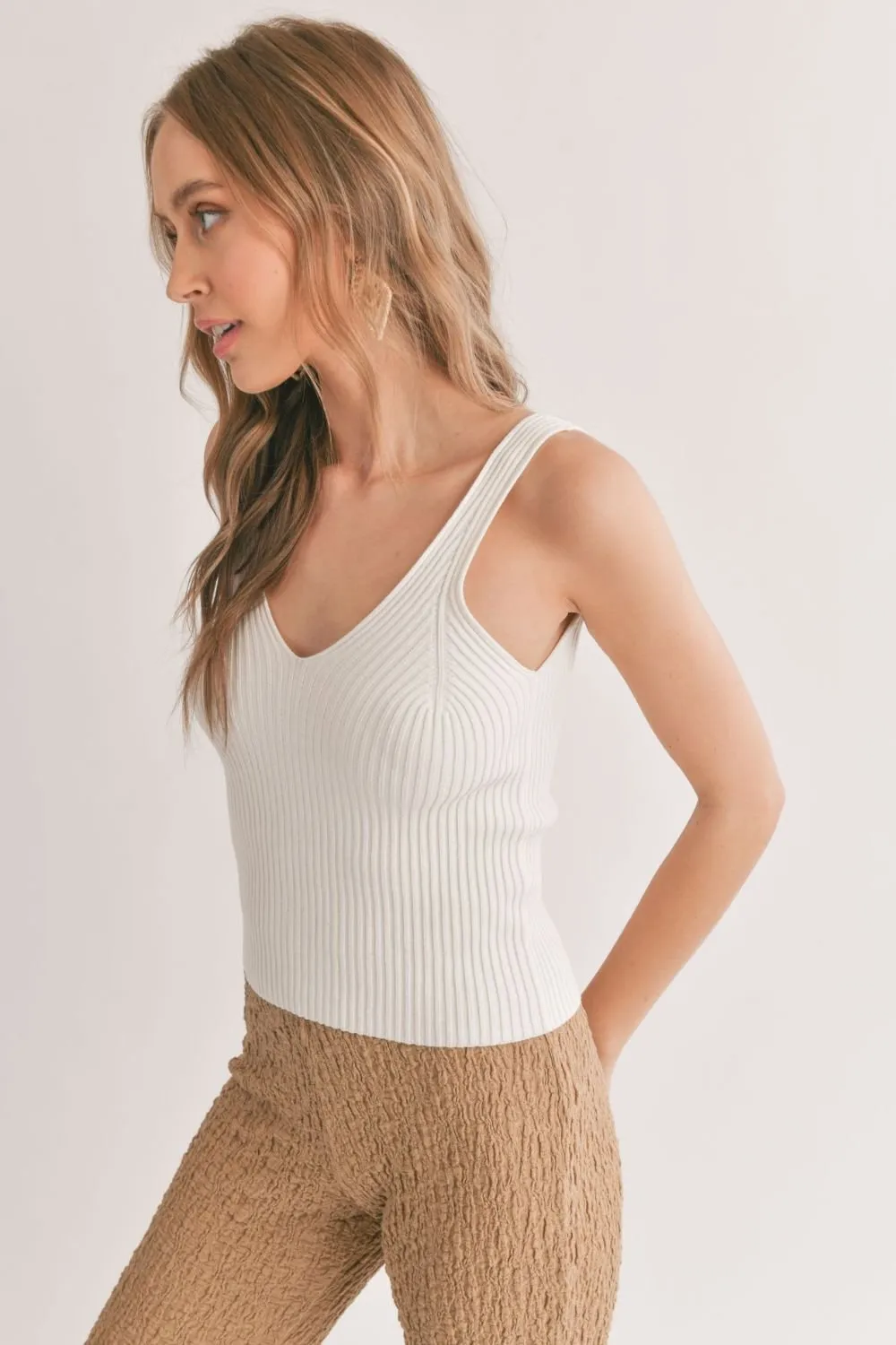 Women's V-Neck Sweater Tank | Ivory